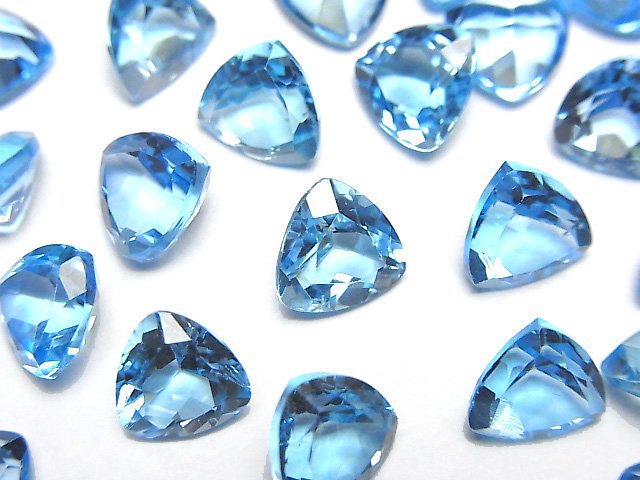 [Video]High Quality Swiss Blue Topaz AAA Loose stone Triangle Faceted 8x8mm 1pc