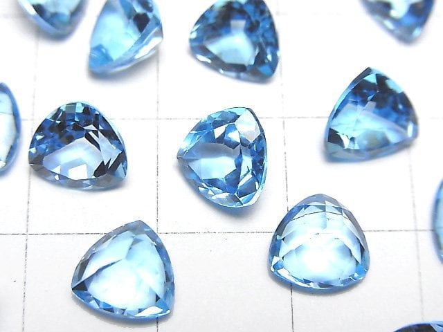 [Video]High Quality Swiss Blue Topaz AAA Loose stone Triangle Faceted 8x8mm 1pc