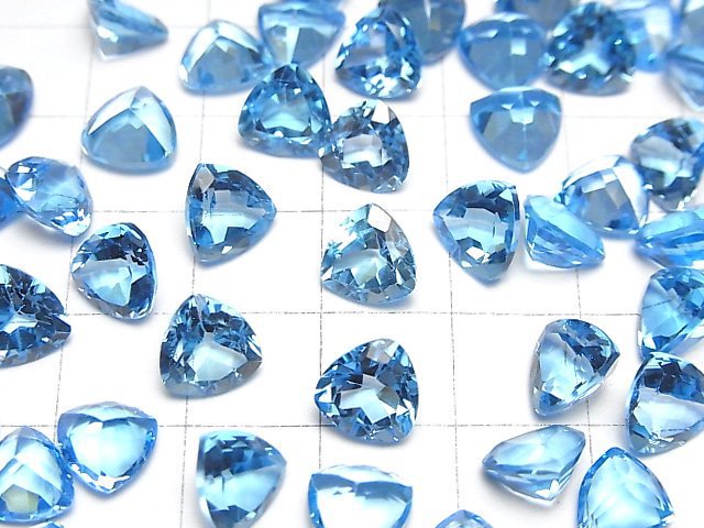 [Video]High Quality Swiss Blue Topaz AAA Loose stone Triangle Faceted 8x8mm 1pc