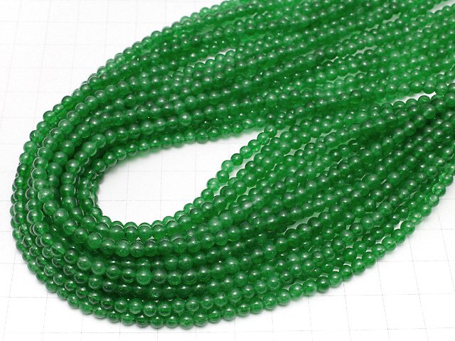 Green color Jade (clear type) Round 4mm 1strand beads (aprx.14inch/35cm)