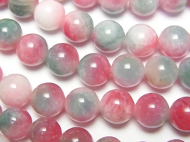 Red & Green Jade Round 8mm 1strand beads (aprx.15inch/37cm)