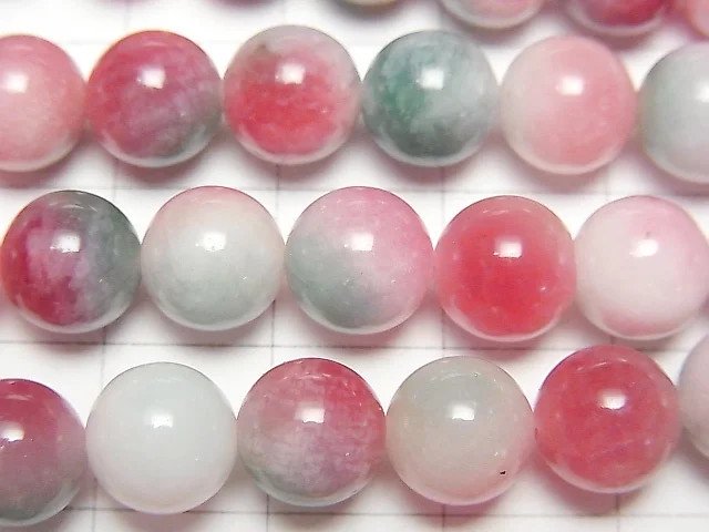 Red & Green Jade Round 8mm 1strand beads (aprx.15inch/37cm)