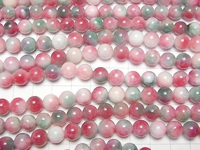 Red & Green Jade Round 8mm 1strand beads (aprx.15inch/37cm)