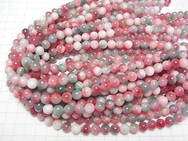 Red & Green Jade Round 8mm 1strand beads (aprx.15inch/37cm)