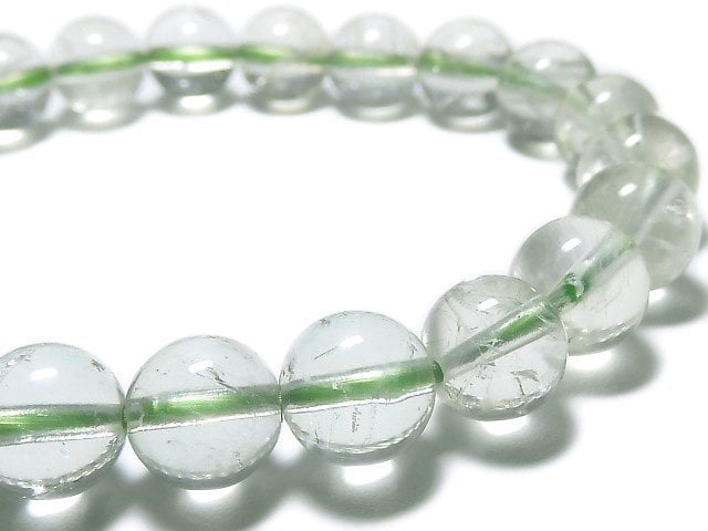 [Video][One of a kind] High Quality Green Sunstone Round 8.5mm Bracelet NO.26