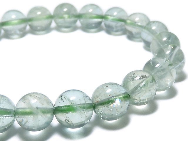 [Video][One of a kind] High Quality Green Sunstone Round 8mm Bracelet NO.27