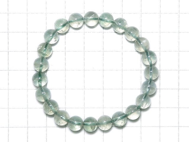 [Video][One of a kind] High Quality Green Sunstone Round 8mm Bracelet NO.28