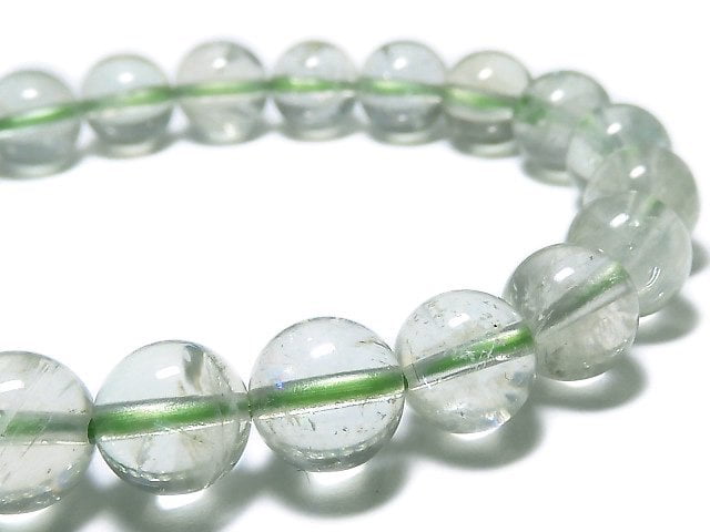 [Video][One of a kind] High Quality Green Sunstone Round 8.5mm Bracelet NO.29