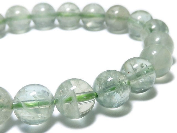 [Video][One of a kind] High Quality Green Sunstone Round 8.5mm Bracelet NO.30