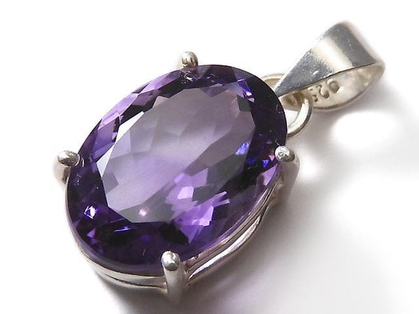 [Video][One of a kind] High Quality Amethyst AAA Faceted Pendant Silver925 NO.141