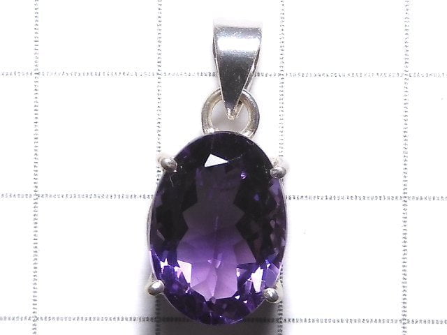 [Video][One of a kind] High Quality Amethyst AAA Faceted Pendant Silver925 NO.141