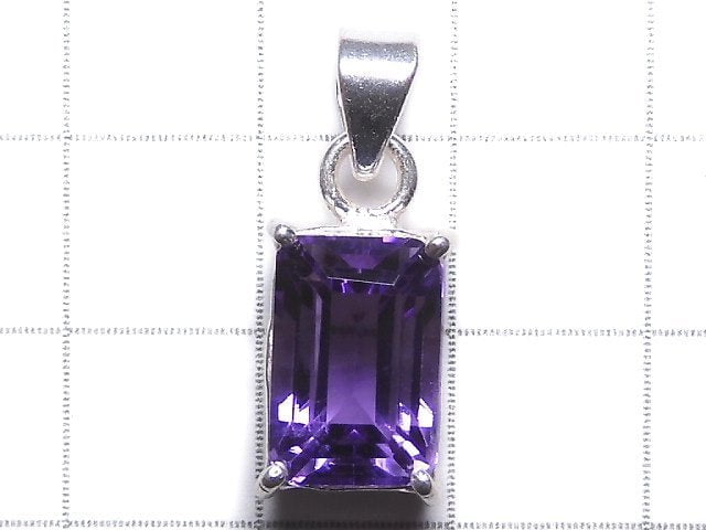 [Video][One of a kind] High Quality Amethyst AAA Faceted Pendant Silver925 NO.142