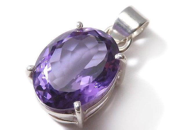 [Video][One of a kind] High Quality Amethyst AAA Faceted Pendant Silver925 NO.143