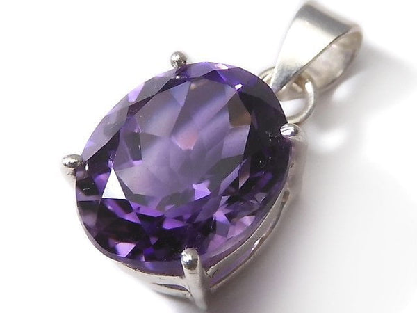 [Video][One of a kind] High Quality Amethyst AAA Faceted Pendant Silver925 NO.144