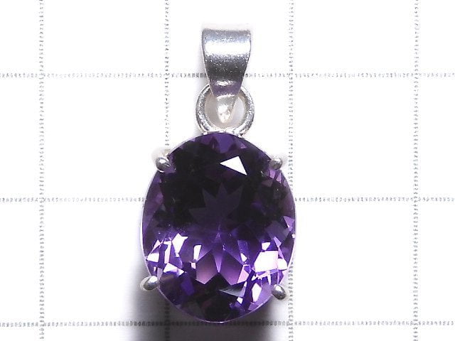 [Video][One of a kind] High Quality Amethyst AAA Faceted Pendant Silver925 NO.144