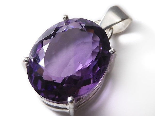 [Video][One of a kind] High Quality Amethyst AAA Faceted Pendant Silver925 NO.145