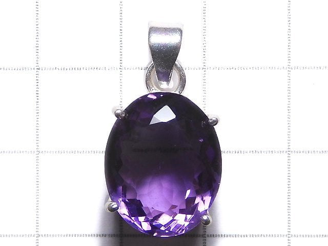 [Video][One of a kind] High Quality Amethyst AAA Faceted Pendant Silver925 NO.145