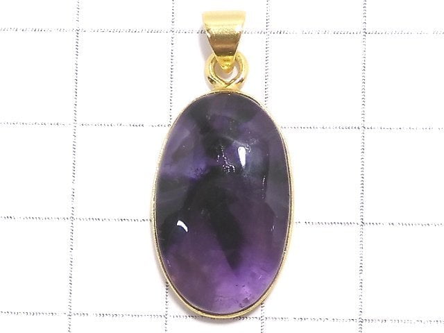 [Video][One of a kind] Trapiche Amethyst Pendant 18KGP NO.52