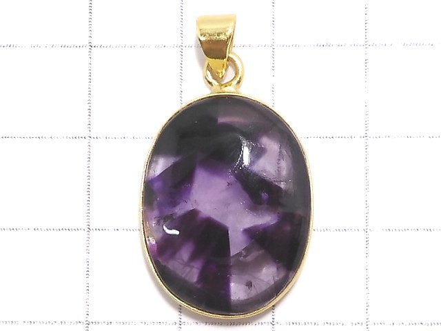 [Video][One of a kind] Trapiche Amethyst Pendant 18KGP NO.56