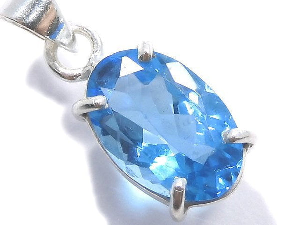 [Video][One of a kind] High Quality Swiss Blue Topaz AAA Pendant Silver925 NO.46