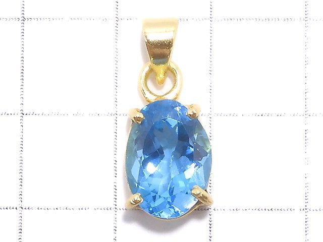 [Video][One of a kind] High Quality Swiss Blue Topaz AAA Pendant 18KGP NO.53