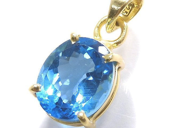 [Video][One of a kind] High Quality Swiss Blue Topaz AAA Pendant 18KGP NO.57