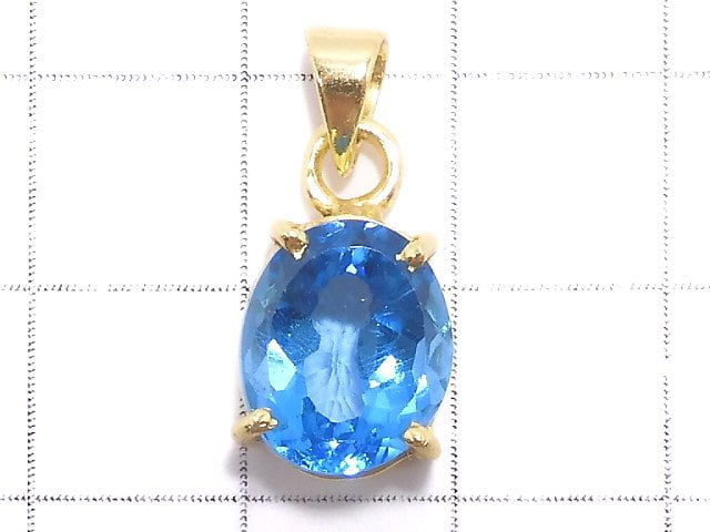 [Video][One of a kind] High Quality Swiss Blue Topaz AAA Pendant 18KGP NO.57