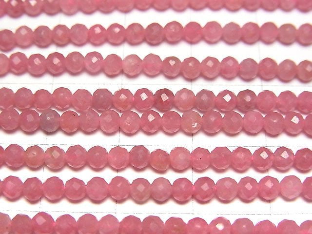 [Video]High Quality! Imperial Rhodonite AA+ Faceted Round 3mm 1strand beads (aprx.15inch/37cm)