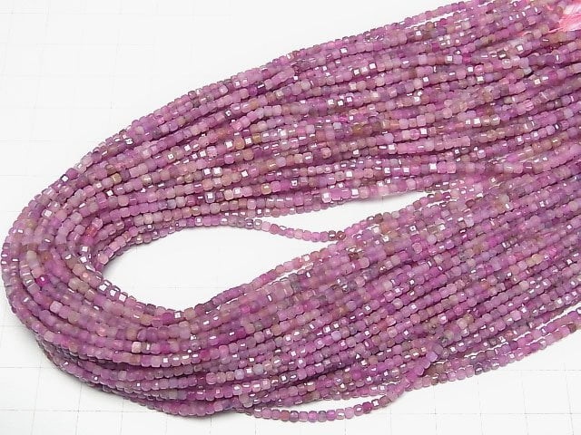 [Video]High Quality! Pink Sapphire AA++ Cube Shape 2x2x2mm half or 1strand beads (aprx.15inch/36cm)