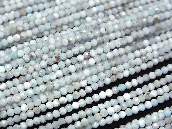 [Video]High Quality! Larimar Pectolite AA Faceted Round 2mm 1strand beads (aprx.15inch/37cm)