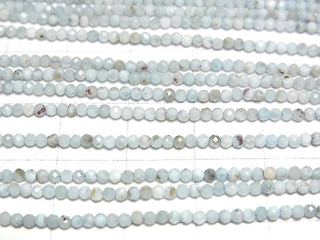 [Video]High Quality! Larimar Pectolite AA Faceted Round 2mm 1strand beads (aprx.15inch/37cm)