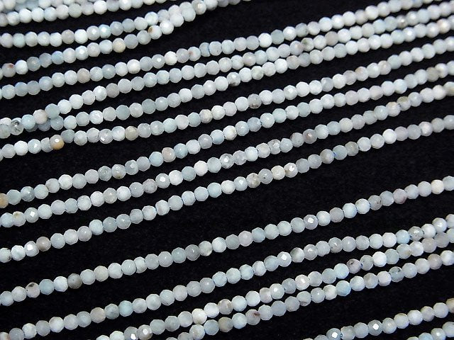 [Video]High Quality! Larimar Pectolite AA Faceted Round 2mm 1strand beads (aprx.15inch/37cm)