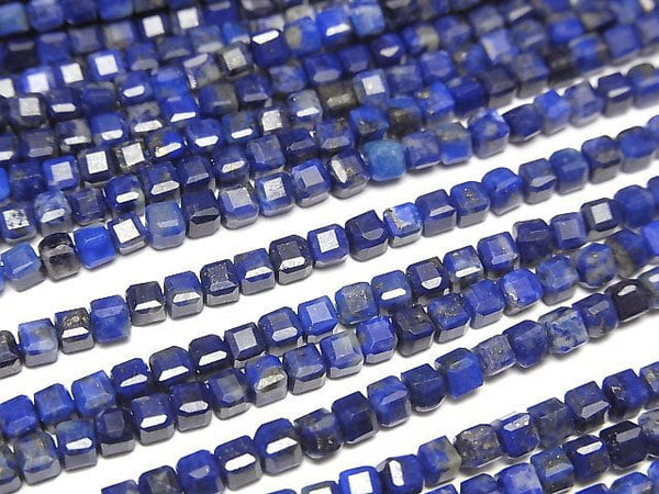 [Video] High Quality! Lapislazuli AA+ Cube Shape 3x3x3mm 1strand beads (aprx.15inch/36cm)