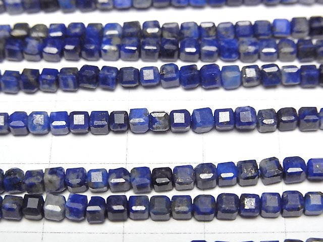 [Video] High Quality! Lapislazuli AA+ Cube Shape 3x3x3mm 1strand beads (aprx.15inch/36cm)