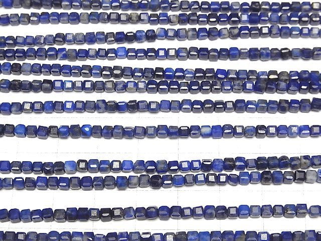 [Video] High Quality! Lapislazuli AA+ Cube Shape 3x3x3mm 1strand beads (aprx.15inch/36cm)