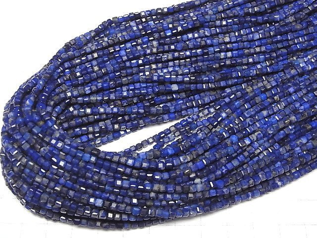 [Video] High Quality! Lapislazuli AA+ Cube Shape 3x3x3mm 1strand beads (aprx.15inch/36cm)