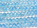 [Video]High Quality! Blue color Topaz AA++ Faceted Button Rondelle 6x6x4mm half or 1strand beads (aprx.15inch/37cm)