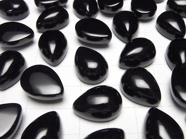 [Video]Morion Crystal Quartz AAA- Pear shape Cabochon 18x13mm 2pcs