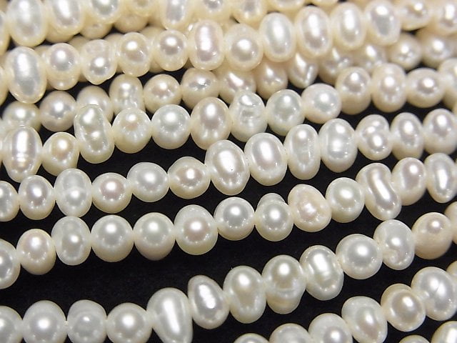 [Video] Fresh Water Pearl AA++ Potato 4-4.5mm White 1strand beads (aprx.14inch/34cm)