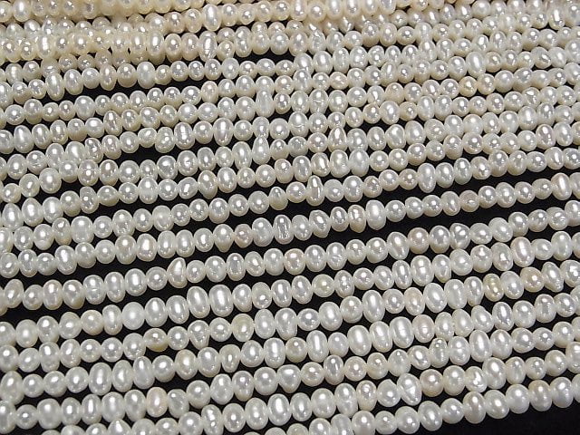 [Video] Fresh Water Pearl AA++ Potato 4-4.5mm White 1strand beads (aprx.14inch/34cm)