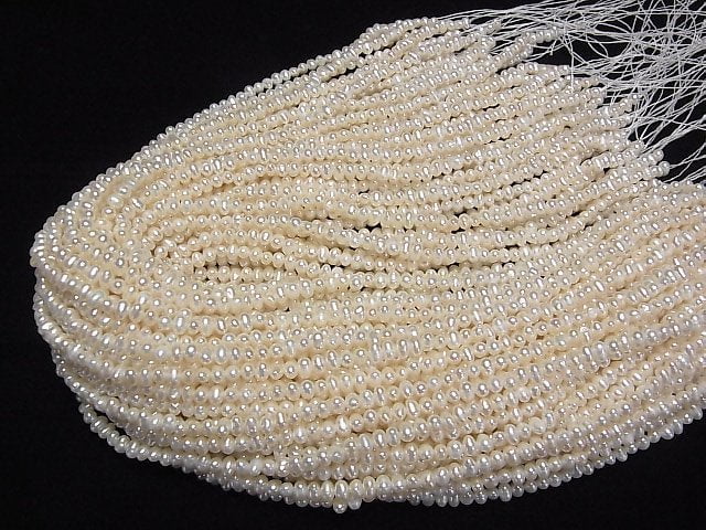 [Video] Fresh Water Pearl AA++ Potato 4-4.5mm White 1strand beads (aprx.14inch/34cm)