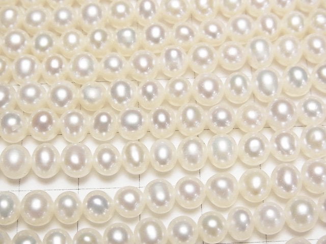 [Video] Fresh Water Pearl AAA- Potato 6mm White 1strand beads (aprx.15inch/36cm)