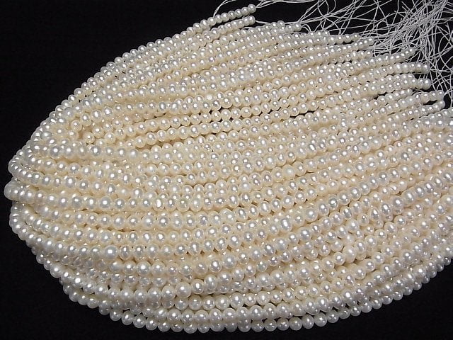 [Video] Fresh Water Pearl AAA- Potato 6mm White 1strand beads (aprx.15inch/36cm)