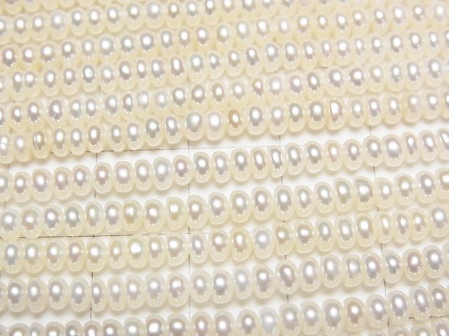 [Video] Fresh Water Pearl AAA White Roundel 3.5x3.5x2mm half or 1strand beads (aprx.15inch/37cm)