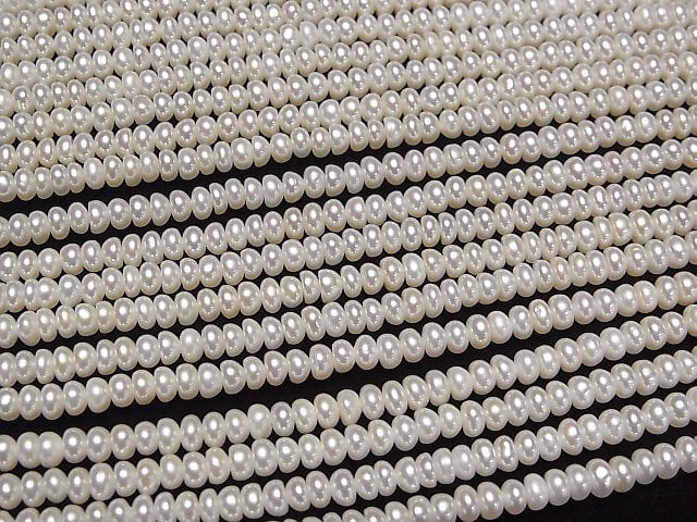 [Video] Fresh Water Pearl AAA White Roundel 3.5x3.5x2mm half or 1strand beads (aprx.15inch/37cm)