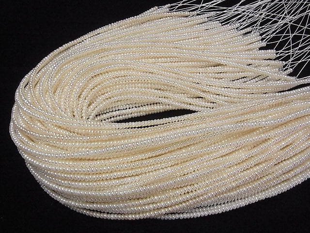 [Video] Fresh Water Pearl AAA White Rondelle 3.5x3.5x2mm half or 1strand beads (aprx.15inch/37cm)