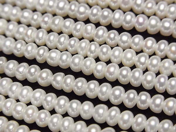 [Video] Fresh Water Pearl AAA White Roundel 4x4x2.5mm half or 1strand beads (aprx.15inch/37cm)