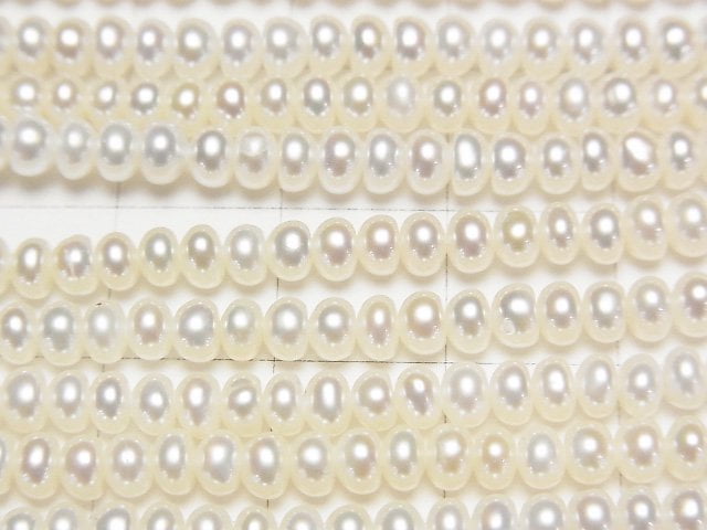 [Video] Fresh Water Pearl AAA White Rondelle 4x4x2.5mm half or 1strand beads (aprx.15inch/37cm)