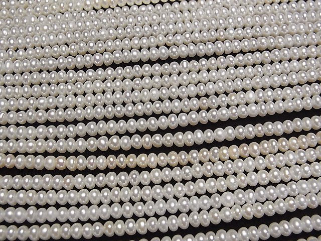 [Video] Fresh Water Pearl AAA White Roundel 4x4x2.5mm half or 1strand beads (aprx.15inch/37cm)