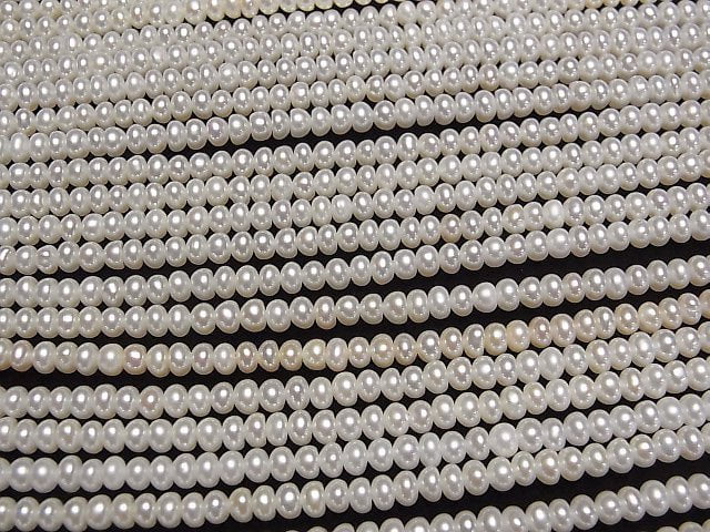 [Video] Fresh Water Pearl AAA White Rondelle 4x4x2.5mm half or 1strand beads (aprx.15inch/37cm)
